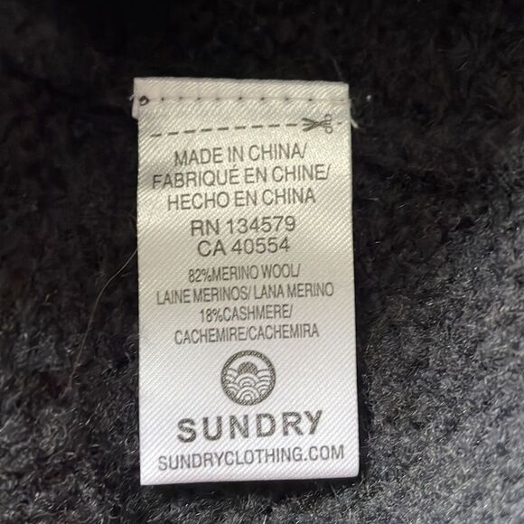 Sundry Contrast Stripe Cardigan Tennis Varsity Preppy Navy Wool Cashmere - Picture 6 of 8